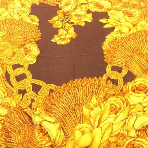 CHANEL ヴィンテージ 大判スカーフ ココマーク シルク100％ ブラウン