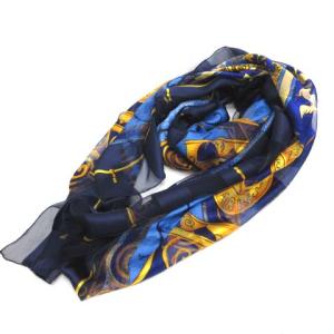 大判スカーフ シルク100％ ネイビー