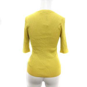 OLD ENGLAND リブニット カットソー ラウンドネック 半袖 五分丈 36 S 黄色 イエロー