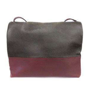 CELINE トートバッグ バイカラー ポーチ付 グレー ボルドー