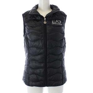 パッカブル中綿ベスト ブランドロゴ プリント 収納ポーチ XS 黒 ブラック