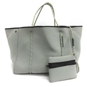 STATE OF ESCAPE トートバッグ ハンドバッグ ネオプレン メッシュ ポーチ付き グレー