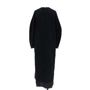 ENFOLD 19AW スポンジダブルクロススリットドレス ワンピース ロング 長袖 38 M 紺 ネイビー