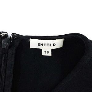 ENFOLD 19AW スポンジダブルクロススリットドレス ワンピース ロング 長袖 38 M 紺 ネイビー