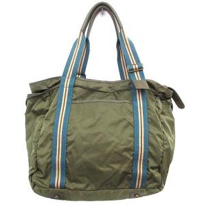 Orobianco トートバッグ ボストンバッグ ナイロン ライン カーキ