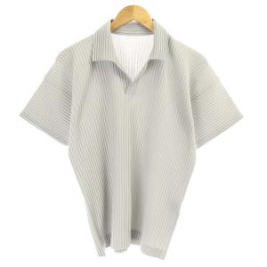 BASICS ポロシャツ 半袖 オープンカラー プリーツ 2 M グレー