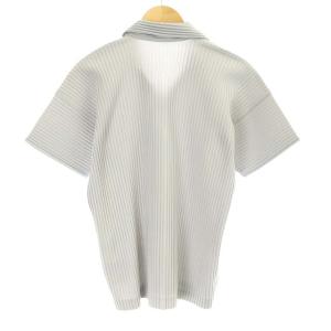 HOMME PLISSE ISSEY MIYAKE BASICS ポロシャツ 半袖 オープンカラー プリーツ 2 M グレー