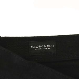 Marcelo Burlon パンツ ストレート テープデザイン ボタンフライ W32 黒 ブラック