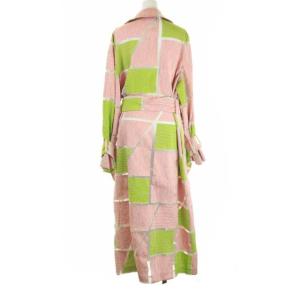 EMPORIO ARMANI トレンチコート ダブル ロング 総柄 シアー シースルー イタリア製 40 S ピンク 緑 グリーン