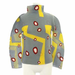 21SS CYCLE カットソー ハイネック 総柄 プリーツ グレー