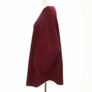 me ISSEY MIYAKE A-POC カットソー 七分袖 オーバーサイズ プリーツ ボルドー
