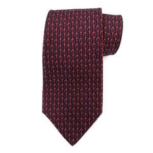 ネクタイ シルク100％ 総柄 フランス製 ネイビー レッド