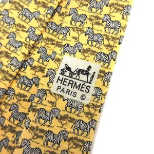 HERMES シマウマ柄シルクネクタイ  イエロー