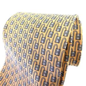 HERMES シルク総柄ネクタイ イエロー