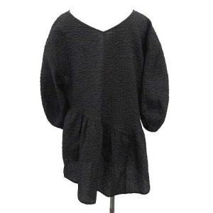 ELENDEEK 21SS COTTON JACQUARED BL コットン ジャガード ブラウス カットソー アシンメトリー 七分袖 F 黒