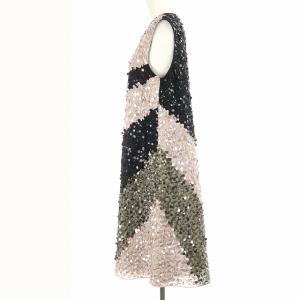 Grace Class 19AW 配色スパンコールドレス ワンピース ひざ丈 ノースリーブ 36 S ピンク グレー ブラック 黒 タグ付き