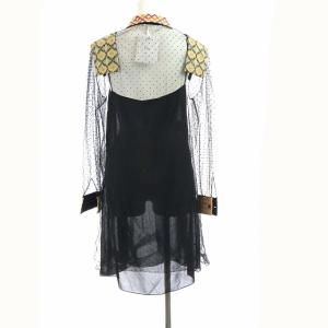 Christian Dior 18AW シャツワンピース ひざ丈 長袖 ドット シースルー ブラック