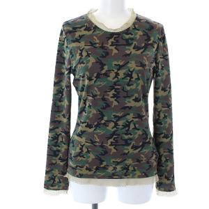 カットソー Tシャツ 長袖 迷彩 カモフラ メッシュ 40 M カーキ 緑 グリーン