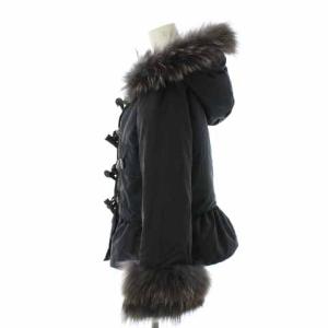 GRACE CONTINENTAL ダウンジャケット ショート丈 ダッフル チャイニーズラクーンファー 36 S 黒 ブラック 