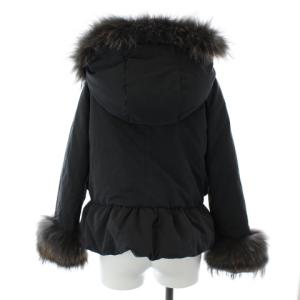 GRACE CONTINENTAL ダウンジャケット ショート丈 ダッフル チャイニーズラクーンファー 36 S 黒 ブラック 