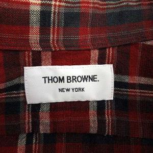 THOM BROWNE チェックボタンダウンシャツ 1 レッド