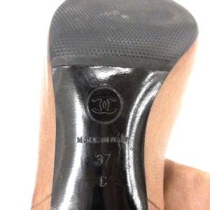 CHANEL ショートブーツ レザー ココマーク アーモンドトゥ 37C 24cm 茶