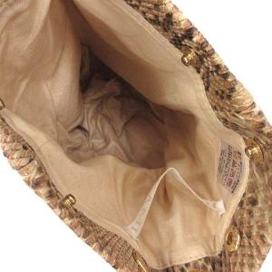 JUN MIKAMI ワンハンドルバッグ 巾着 ワンショルダー パイソン 型押し フェイクレザー ベージュ