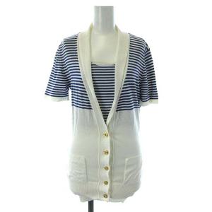 ヴィンテージ アンサンブルニット ココボタン 38 ホワイト ブルー