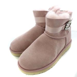 KARLIE BROOCH BOOT カーリーブローチ ショートブーツ スエード 24cm ピンク 1110430