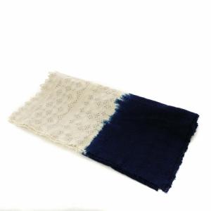 KAPITAL ストール マフラー 藍染め レース 総柄 薄手 青 ブルー ベージュ