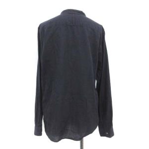 MARGARET HOWELL 2020AW ブラウス シャツ コットン プルオーバー 長袖 バンドカラー 3 L 紺 ネイビー