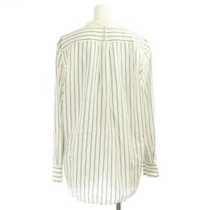 MARGARET HOWELL 2020AW PJ STRIPE COTTON SILK シャツ ブラウス バンドカラー 長袖 ストライプ 2 M 白 ホワイト