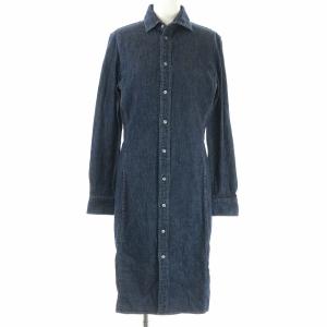 近年モデル デニムワンピース ミモレ 長袖 4 XL インディゴ 