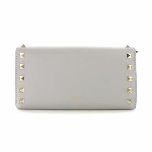 VALENTINO GARAVANI 長財布 二つ折り ロックスタッズ レザー グレー