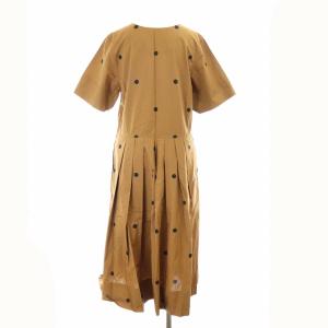 MARGARET HOWELL 21SS BIG SPOT COTTON ワンピース 半袖 ロング ドット 1 S 茶 ブラウン