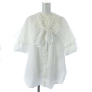 21SS Cottonタイプライター Hang collar BLOUSE ブラウス シャツ 半袖 パフスリーブ 38 M