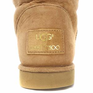 UGG australia JIMMY CHOO 別注 ロングブーツ スタッズ フリンジ スエード ムートン 24.0cm 茶 ブラウン