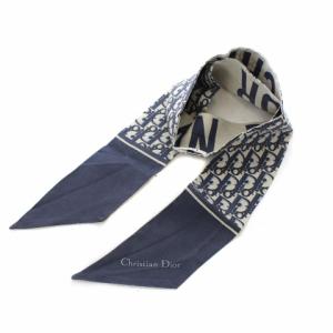 ジャディオール J'ADIOR ミッツァ オブリーク トロッター スカーフ リボン ロゴ シルク ネイビー グレー
