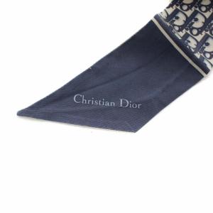 Dior ジャディオール J'ADIOR ミッツァ オブリーク トロッター スカーフ リボン ロゴ シルク ネイビー グレー
