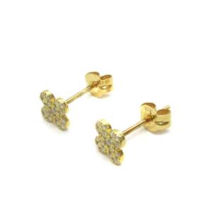 AHKAH ペタルパヴェ  ピアス ダイヤモンド 0.13ct K18YG イエローゴールド VC657 