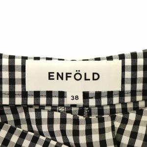 ENFOLD 19SS スカートパンツ ワイド フェイクレイヤード ギンガムチェック 38 ホワイト ブラック
