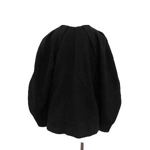 ENFOLD 19AW ブラウス カットソー ノーカラー プルオーバー パフスリーブ 長袖 ウール 36 S 黒 ブラック