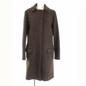 HARRIS TWEED ハリスツイード コート アウター ロング 比翼ボタン ウール 2 M 茶 ブラウン