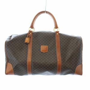 ボストンバッグ マカダム柄 レザー ブラウン