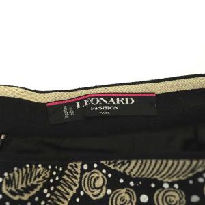 LEONARD FASHION スカート シルク ヴィンテージ 総柄 ひざ丈 タイト  L ブラック ベージュ