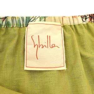 SYBILLA 総柄プリーツロングスカート M グリーン