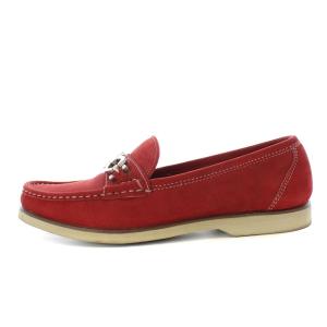 Salvatore Ferragamo ローファー スリッポン ラウンドトゥ ローヒール ガンチーニ スエード 6 23cm 赤 レッド