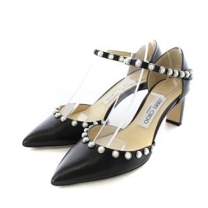 LEEMA パンプス チャンキーヒール パール レザー 