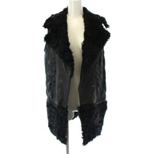 ライナー キルティング 切替 レザー チキャンラムファー 36 S 黒 ブラック