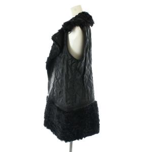 Grace Class ライナー キルティング 切替 レザー チキャンラムファー 36 S 黒 ブラック